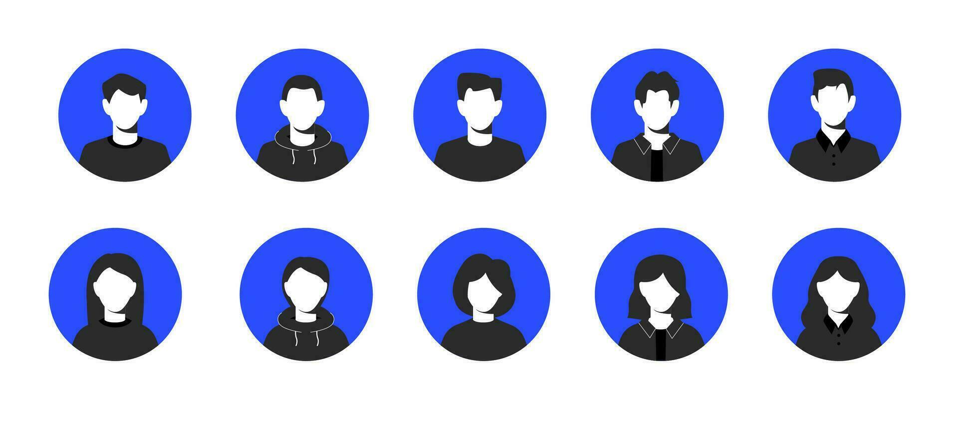 collage de retratos y caras de joven hombre y mujer , bueno utilizar para userpic y perfil fotografía. diversidad concepto vector
