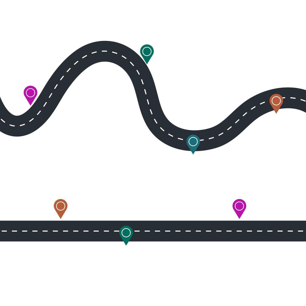 Road Infographic with Location Mark Elements vector