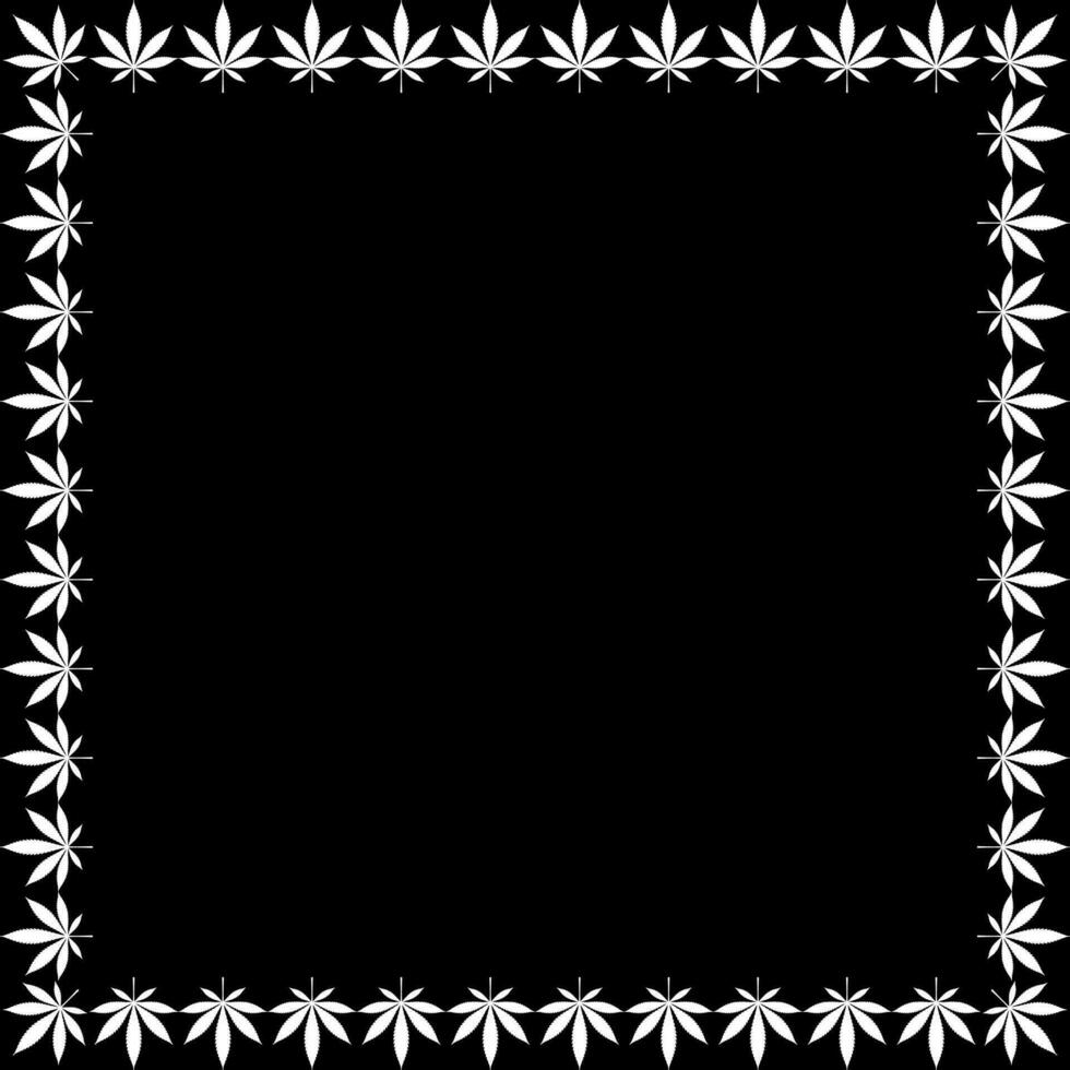 Frame Work Create from Cannabis also known as Marijuana Leaf Silhouette, can use for Decoration, Ornate, Background, Frame, Space for Text of Image, or Graphic Design. Vector Illustration