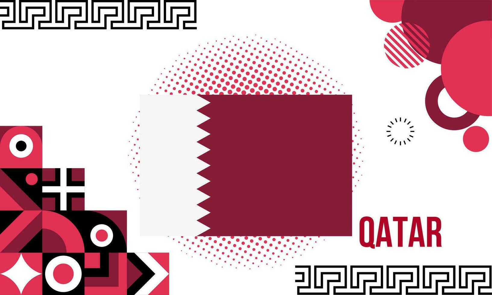 Qatar national day banner for independence day anniversary. Flag of qatar with modern geometric retro abstract design. Purple color concept. vector