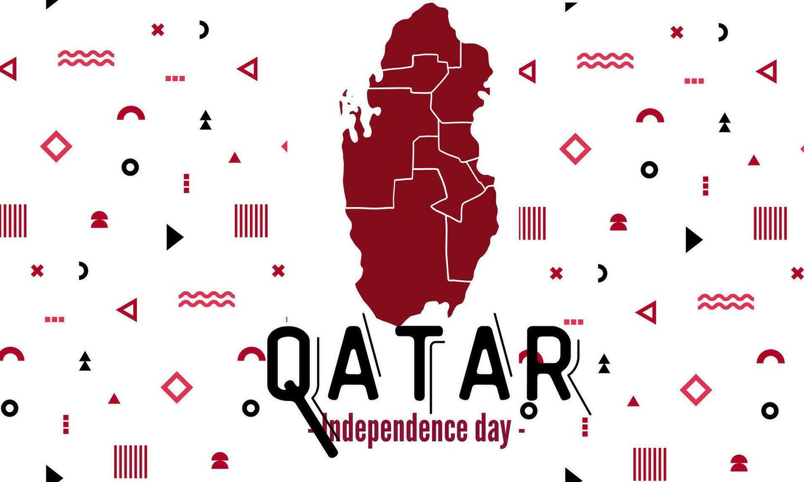 Qatar national day banner for independence day anniversary. Flag of qatar with modern geometric retro abstract design. Purple color concept. vector