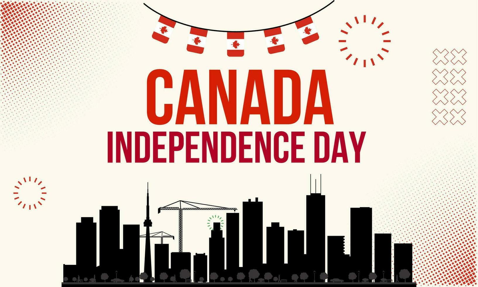Canada national day banner for independence day anniversary. Flag of Canada and modern geometric retro abstract design. Red and white Thema. vector