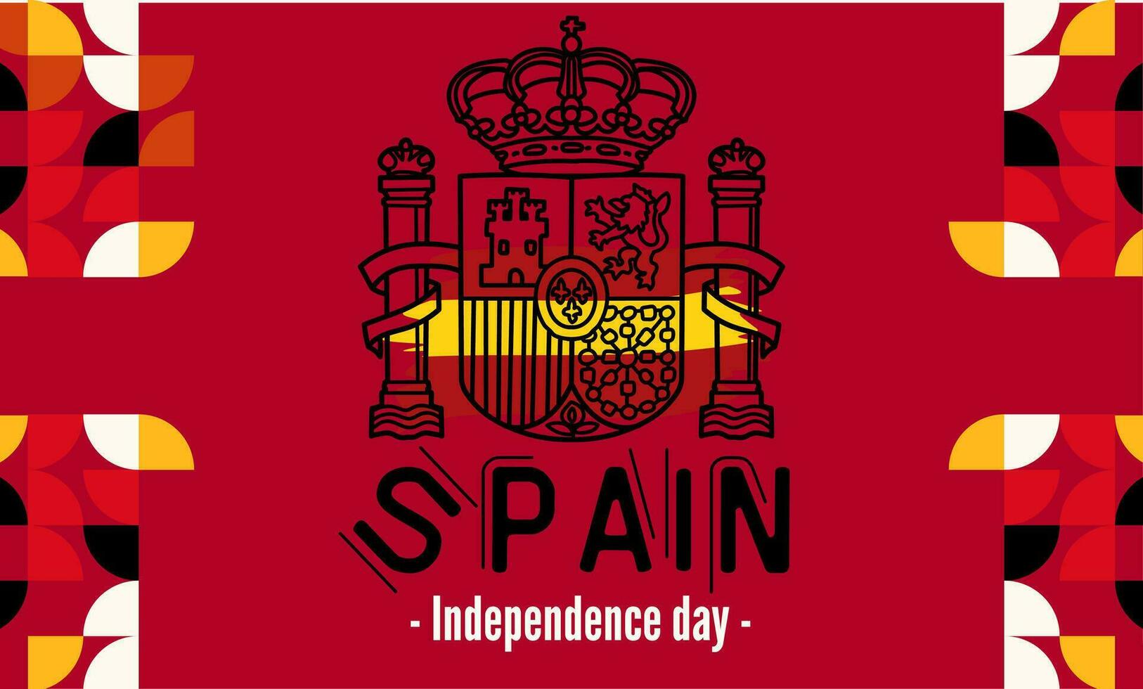 Spain national day banner for independence day anniversary. Flag of Spain with modern geometric retro abstract design. vector