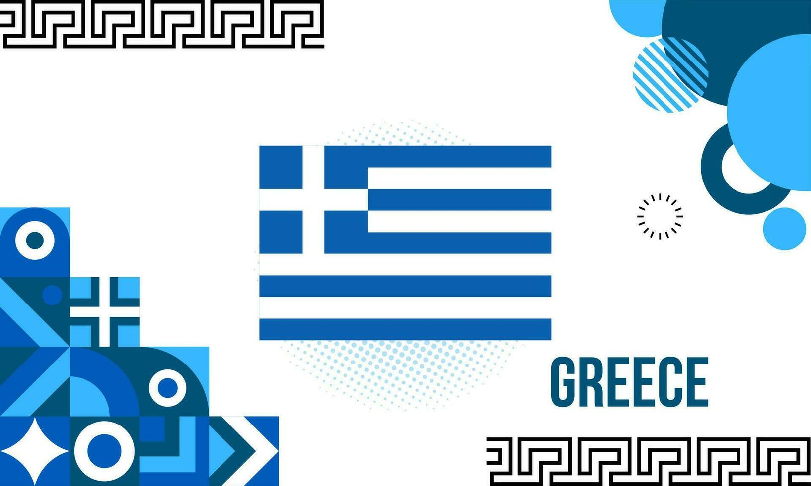 Greece national day banner for independence day anniversary. Flag of greece with modern geometric retro abstract design. Blue and white colors concept. vector