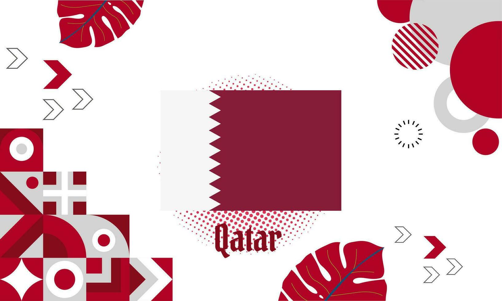 Qatar national day banner for independence day anniversary. Flag of qatar with modern geometric retro abstract design. Purple color concept. vector