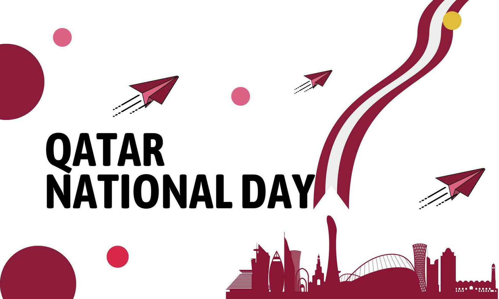 Qatar national day banner for independence day anniversary. Flag of qatar with modern geometric retro abstract design. Purple color concept. vector