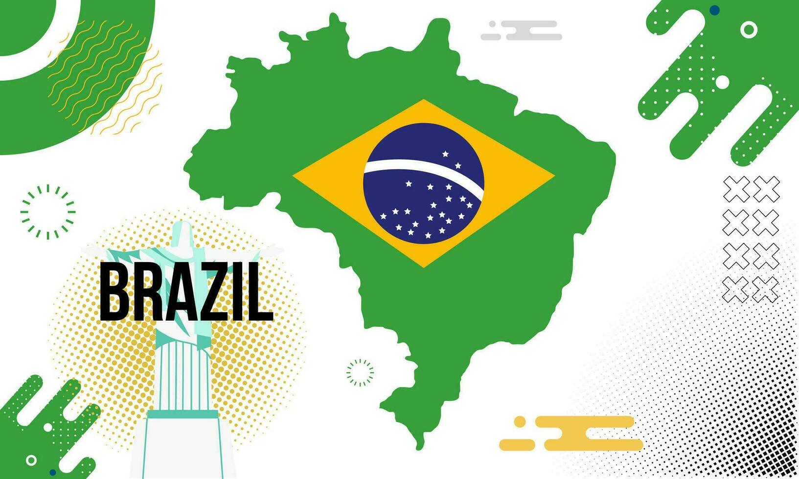 Brazil national day banner with maps and typography illustration vector
