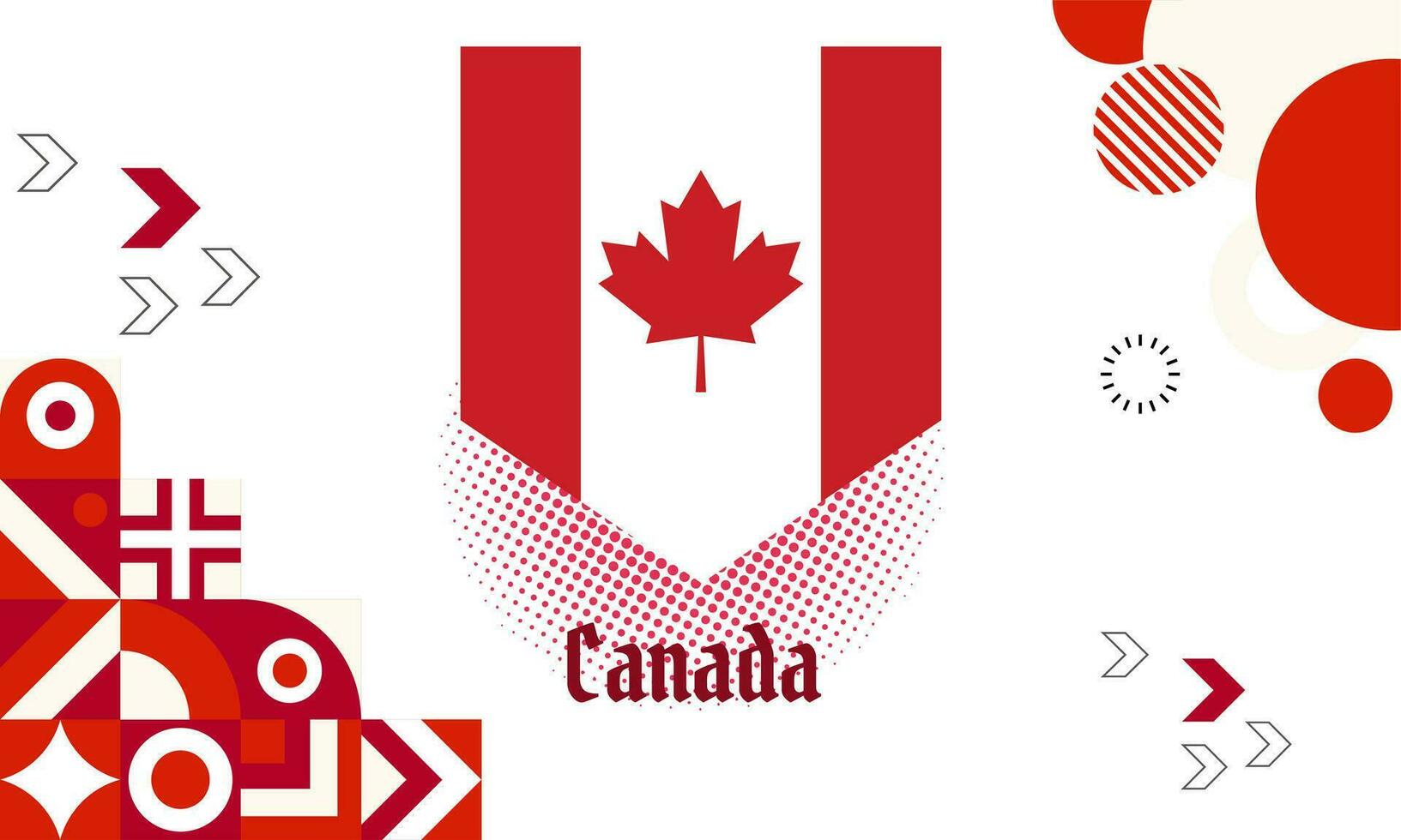 Canada national day banner for independence day anniversary. Flag of Canada and modern geometric retro abstract design. Red and white Thema. vector