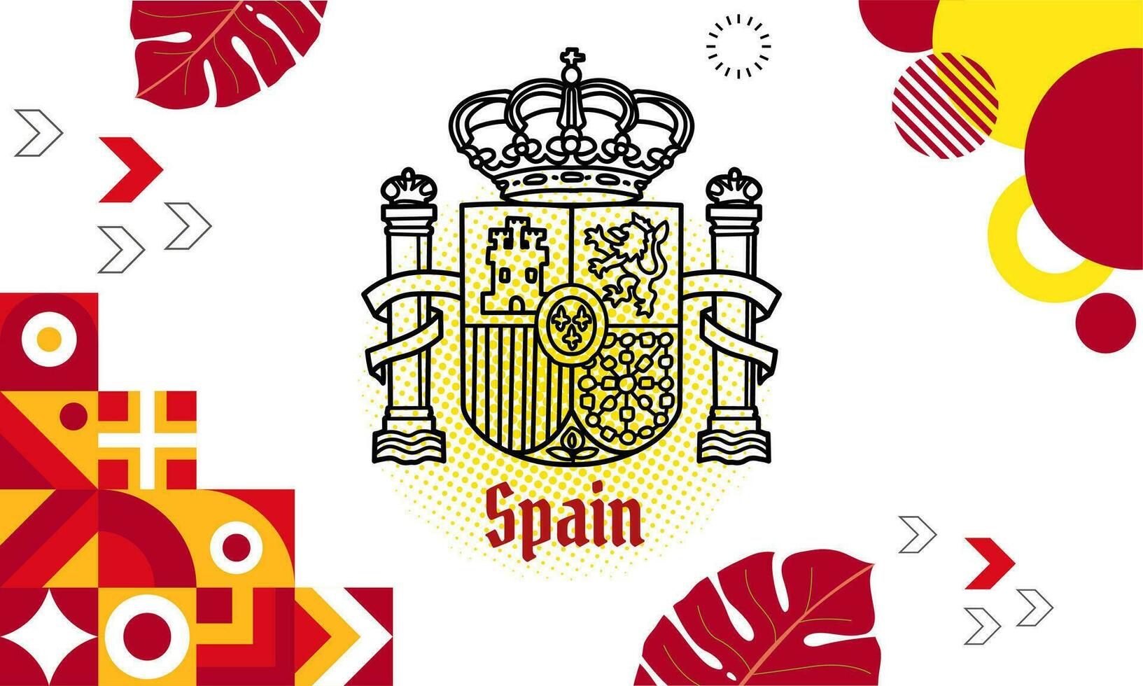 Spain national day banner for independence day anniversary. Flag of Spain with modern geometric retro abstract design. vector