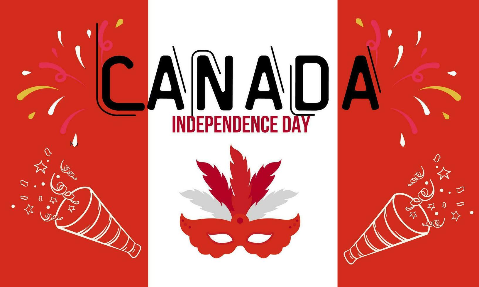 Canada national day banner for independence day anniversary. Flag of Canada and modern geometric retro abstract design. Red and white Thema. vector