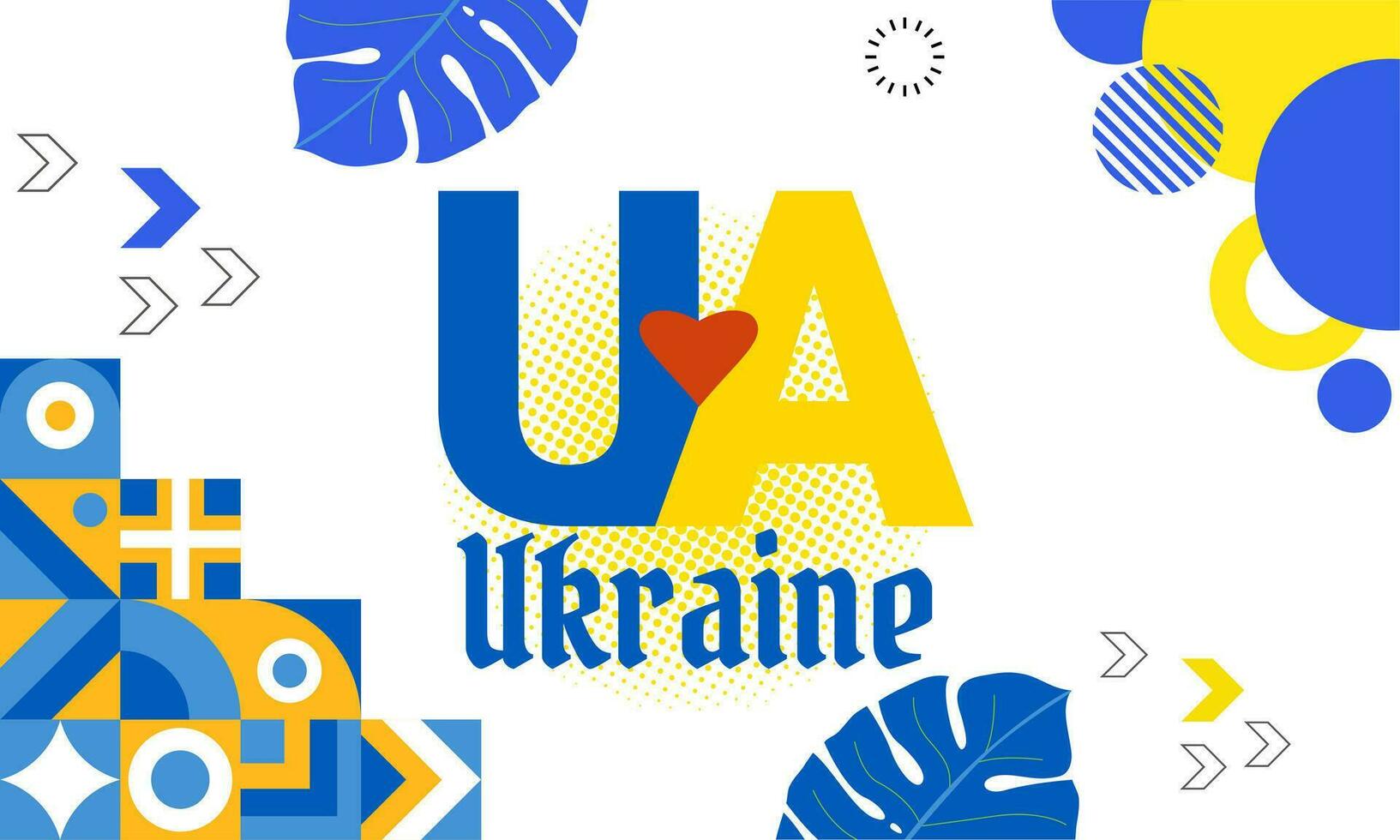 Ukraine independence day with abstract modern design. Flag and map of Ukraine with typography blue and yellow color theme. Ukraine national day banner. vector