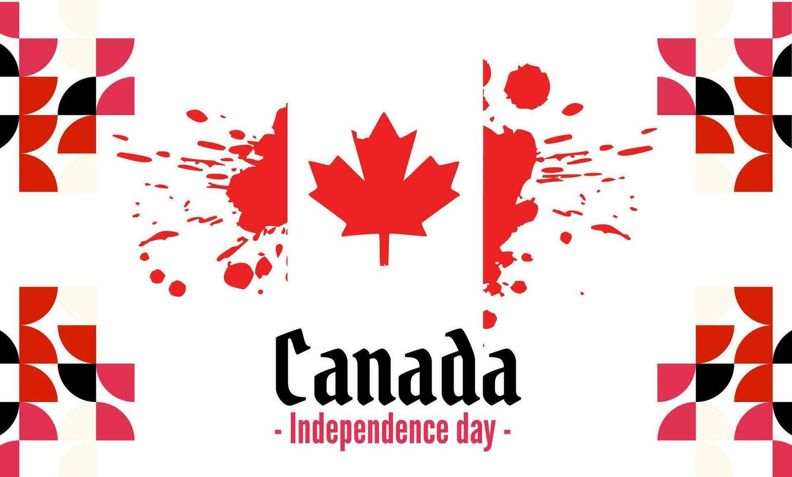 Canada national day banner for independence day anniversary. Flag of Canada and modern geometric retro abstract design. Red and white Thema. vector