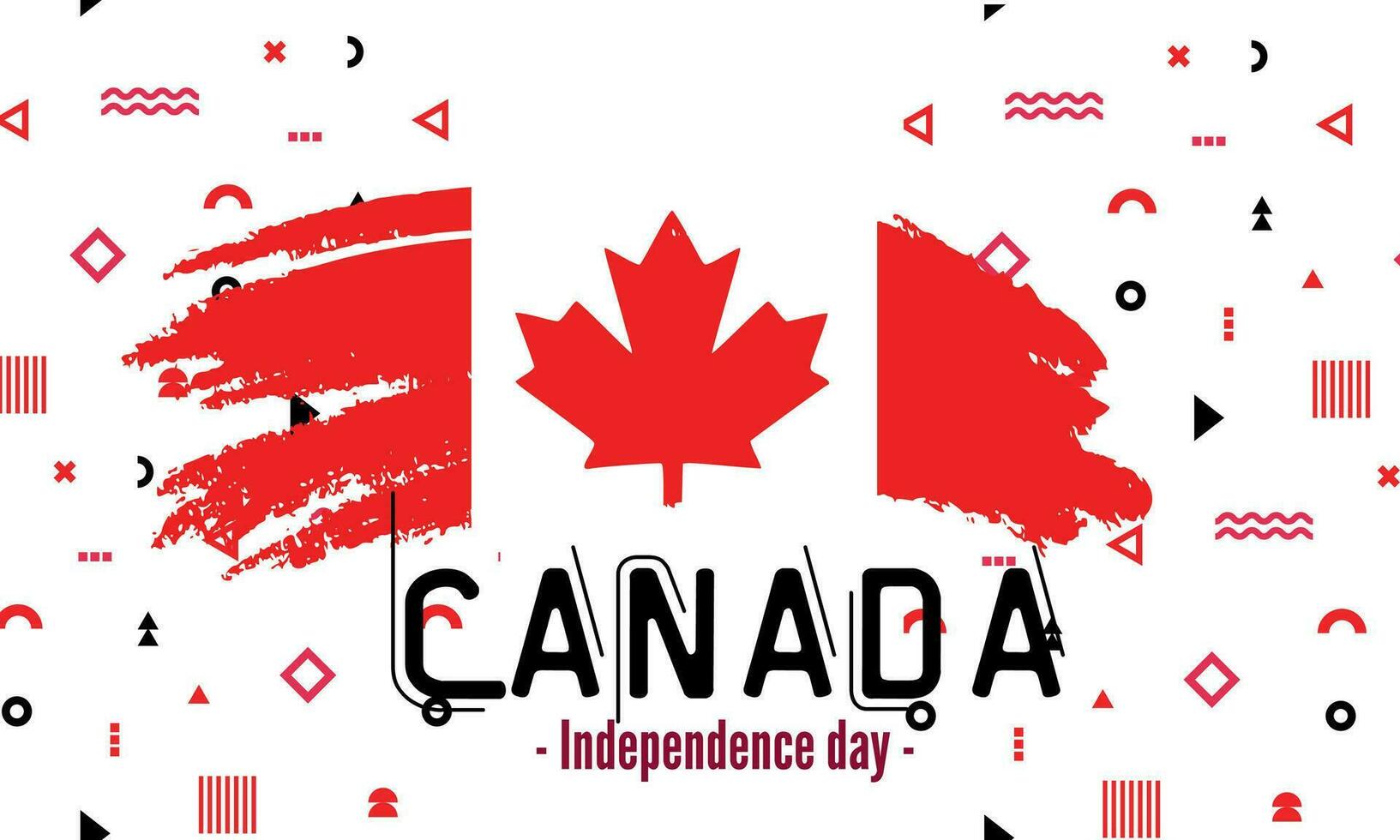 Canada national day banner for independence day anniversary. Flag of Canada and modern geometric retro abstract design. Red and white Thema. vector