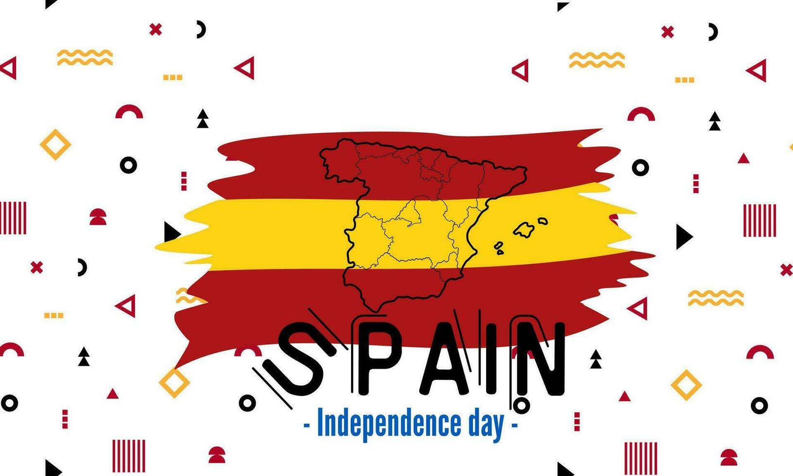 Spain national day banner for independence day anniversary. Flag of Spain with modern geometric retro abstract design. vector