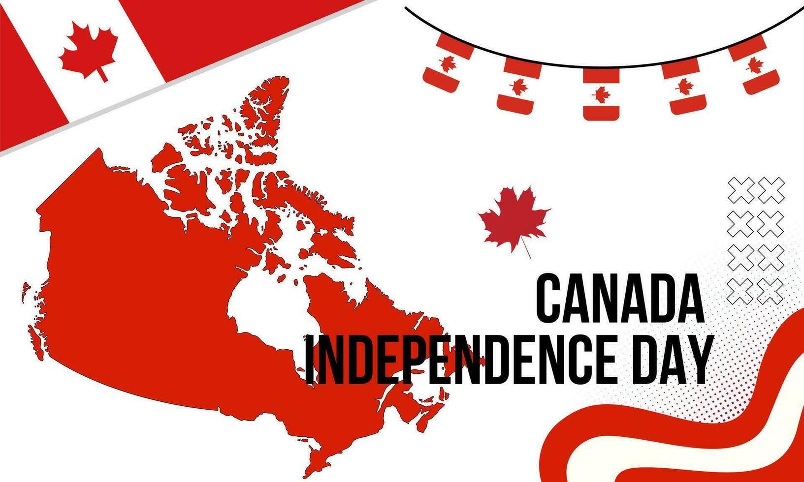 Canada national day banner for independence day anniversary. Flag of Canada and modern geometric retro abstract design. Red and white Thema. vector