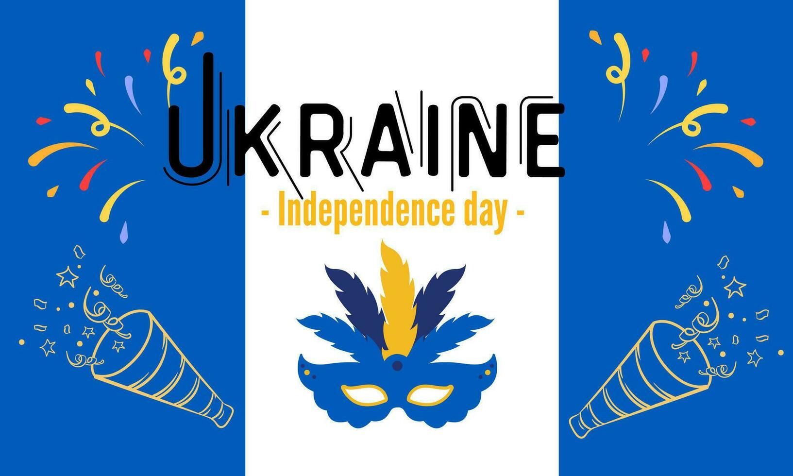 Ukraine independence day with abstract modern design. Flag and map of Ukraine with typography blue and yellow color theme. Ukraine national day banner. vector