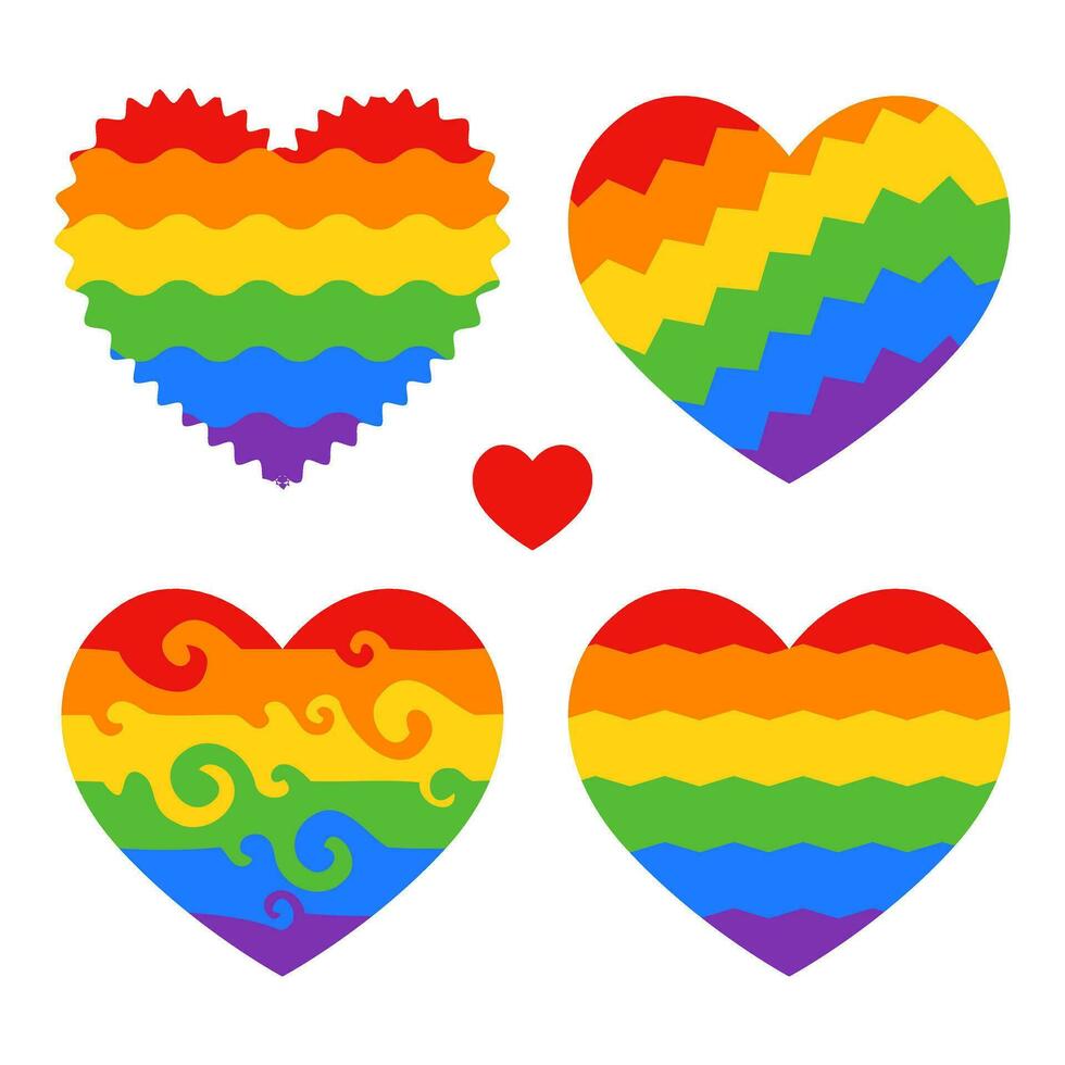 Set of rainbow hearts. LGBT Pride symbol vector