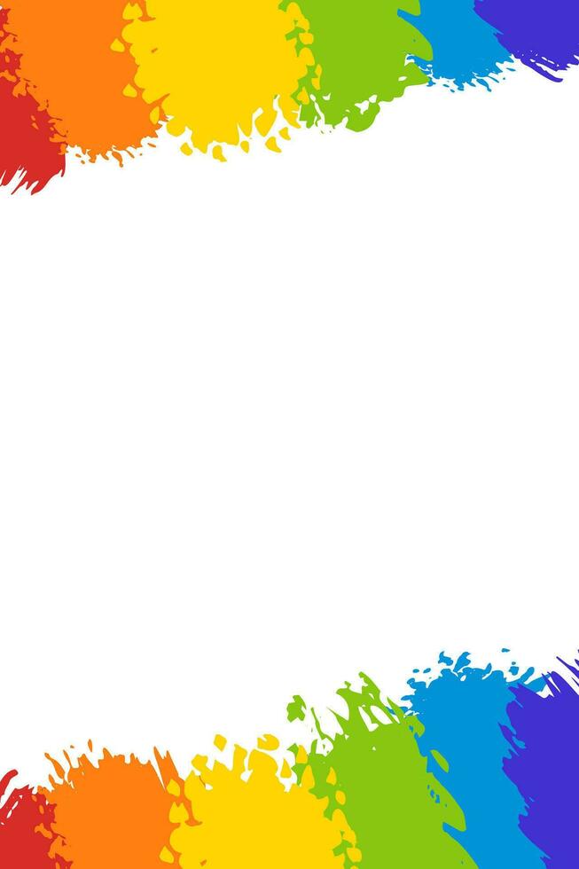 Rainbow painted colorful splashes on white background. vector