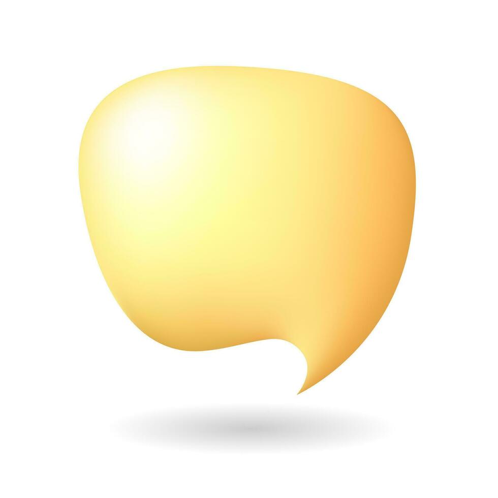 Yellow 3D speech bubble isolated on white background vector