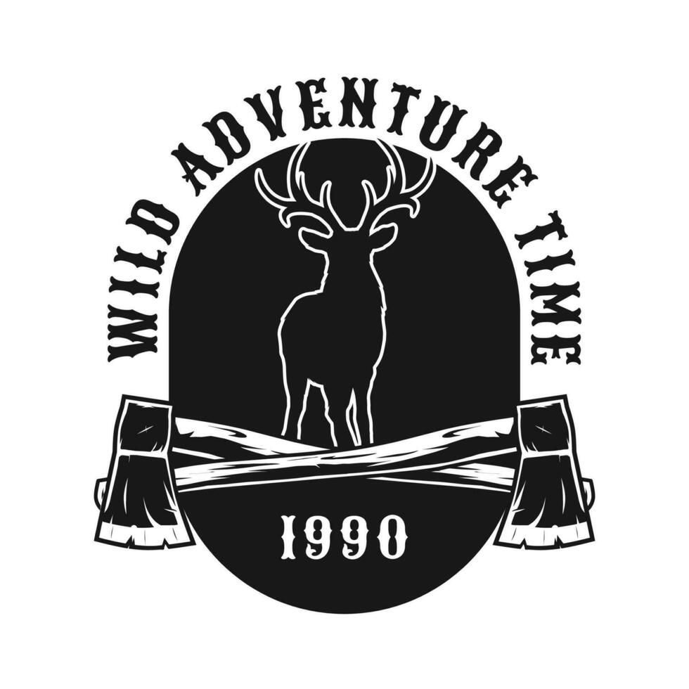 wild adventure time badge design vector