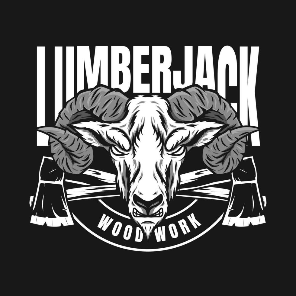 lumberjack with goat mascot logo design vector