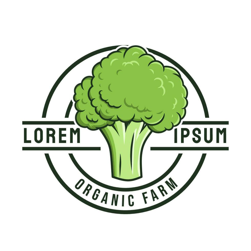 organic broccoli farm logo template vector