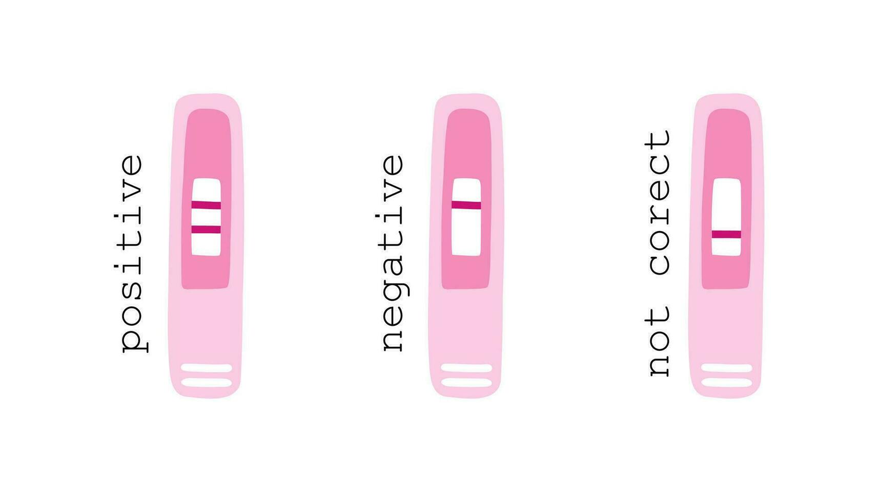 Set of HCG pregnancy test. Vector flat illustration isolated on white background