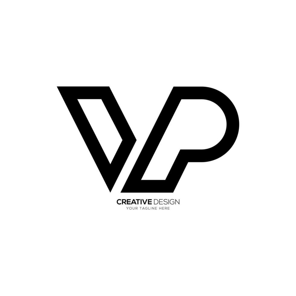 Letter Vp creative negative space line art monogram typography logo vector