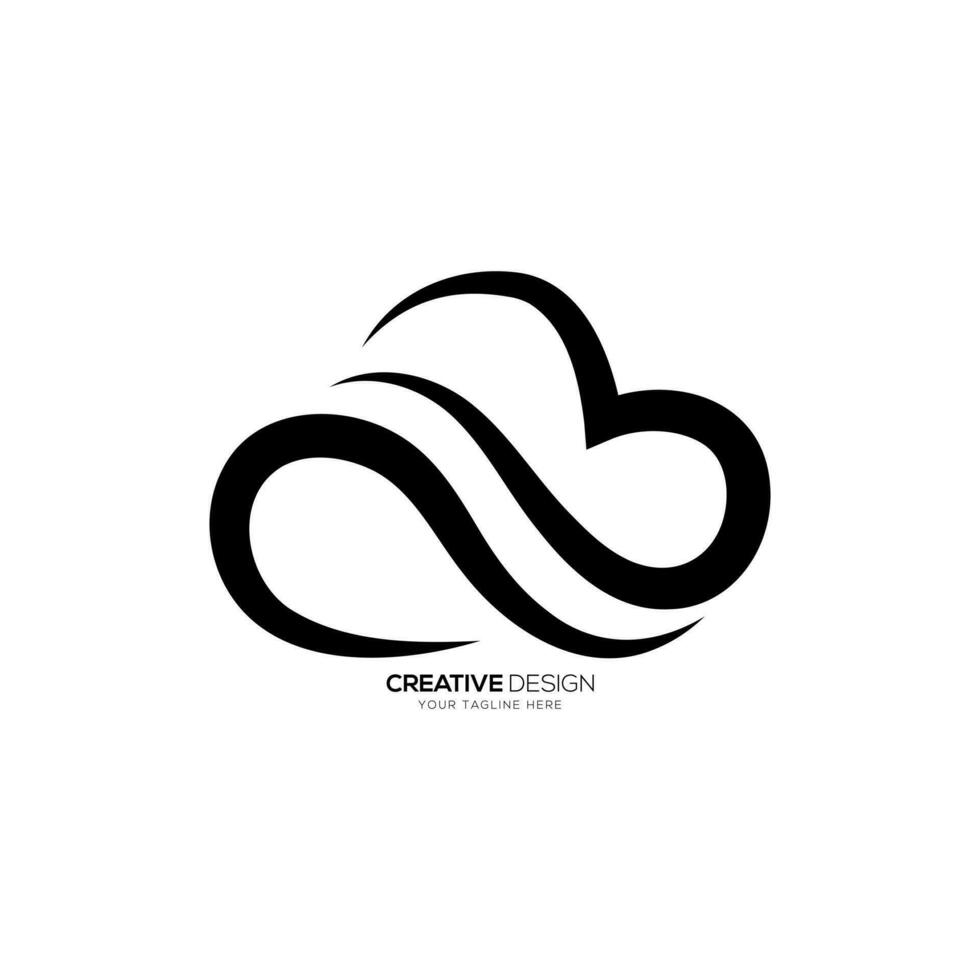 moderno nube diseño con amor forma línea Arte icono logo vector