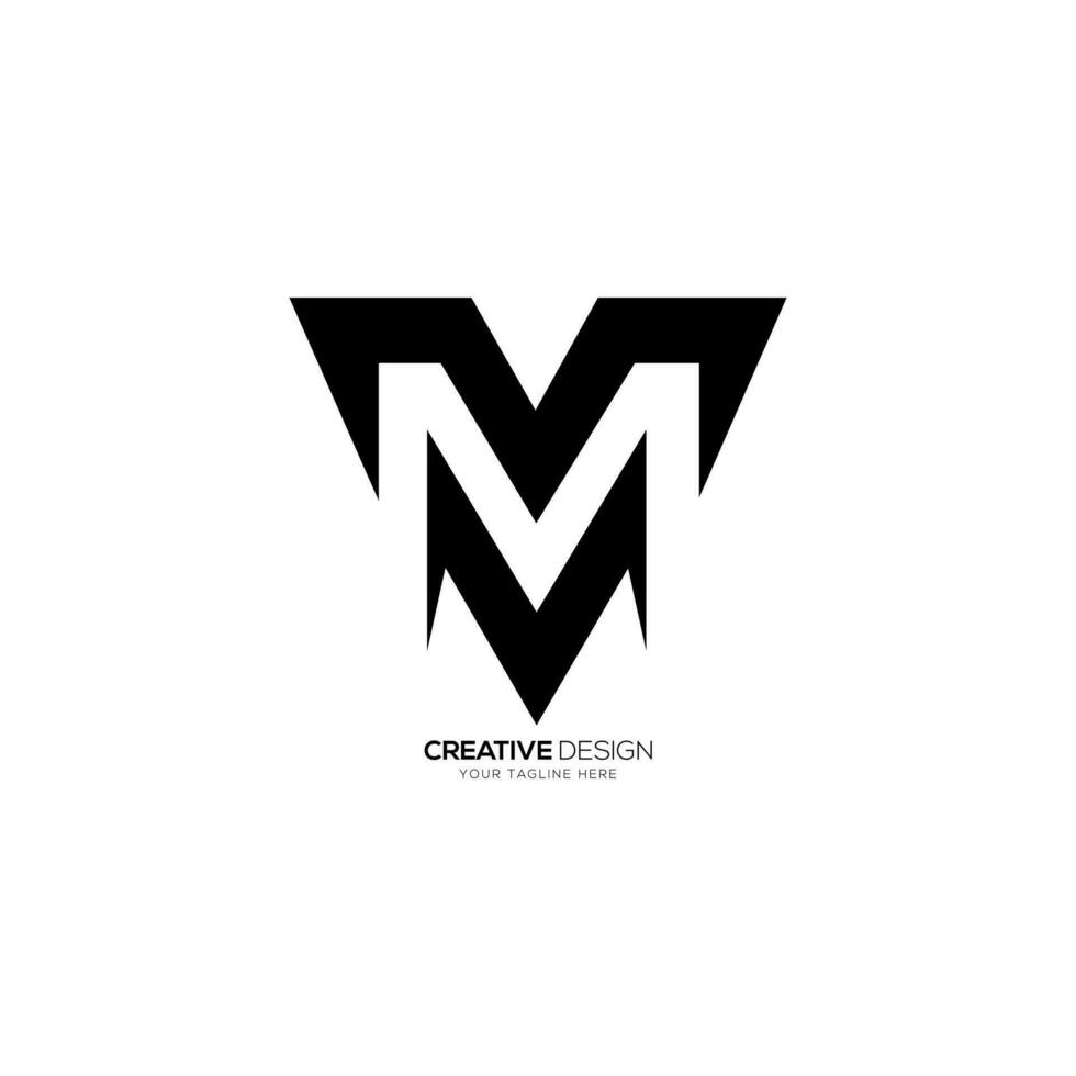 Letter Mv with negative space modern shapes alphabet monogram logo vector