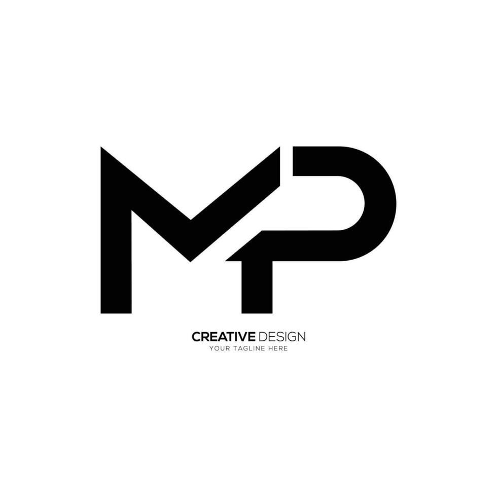 Letter Mp simple shape typography monogram abstract logo vector
