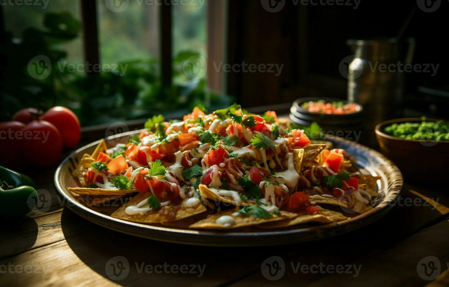 el cálido, pegajoso queso y picante tomate salsa son el Perfecto combinación. yo amor teniendo meriendas mientras yo trabajar, y estos nachos golpear el lugar. ai generativo foto