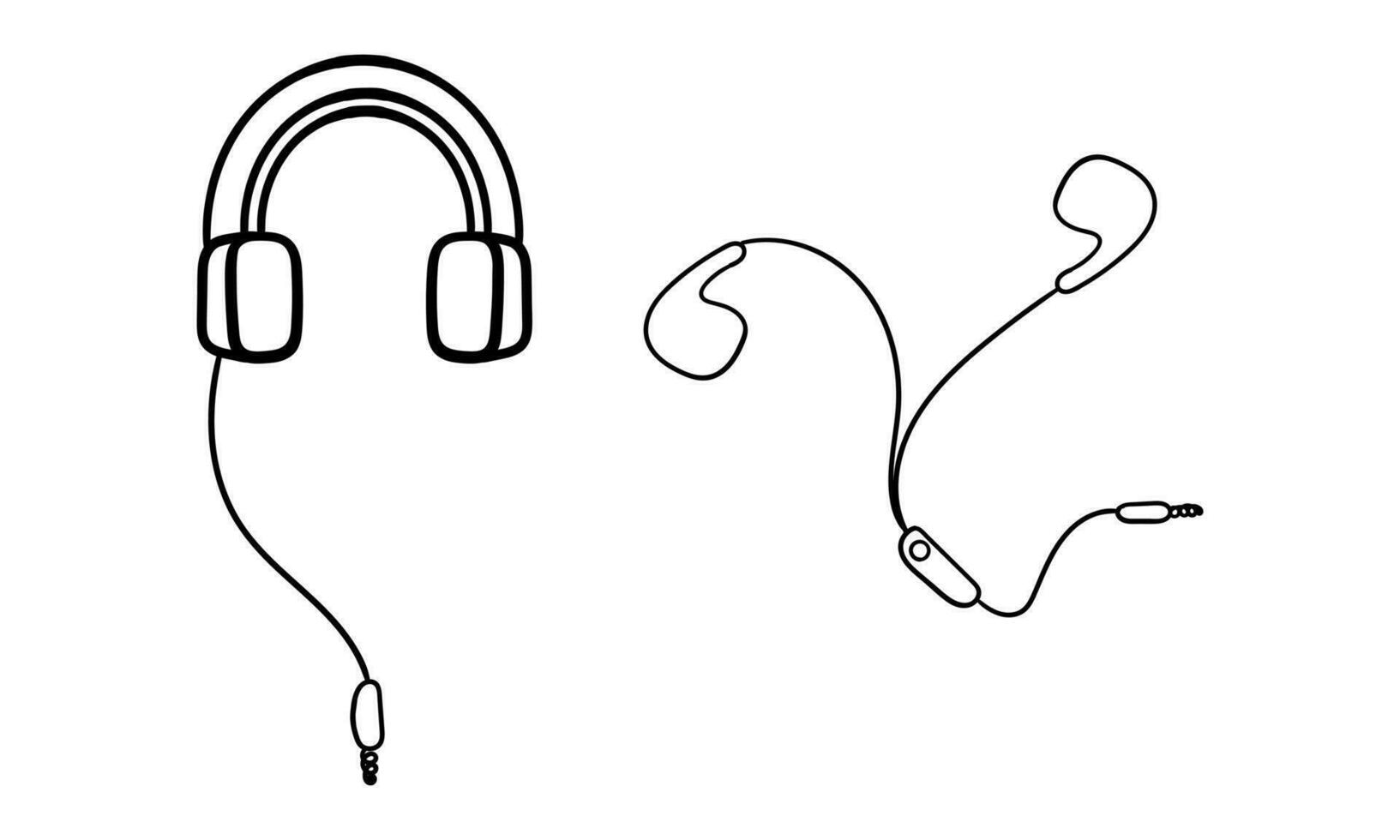 mano dibujado ilustración de auriculares y auricular2 vector