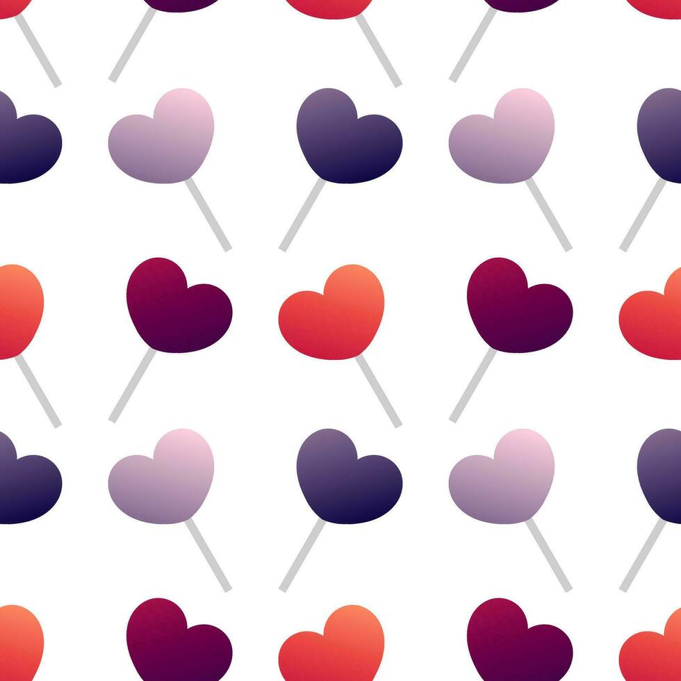 seamless pattern of heart shaped lollipops in color gradation2 vector