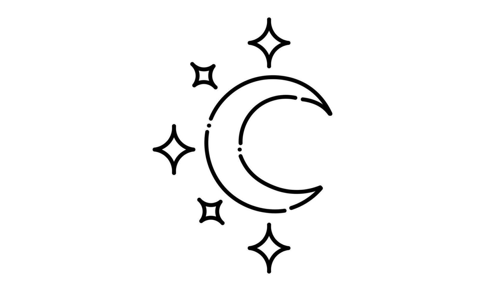 crescent moon illustration in dotted line style2 vector