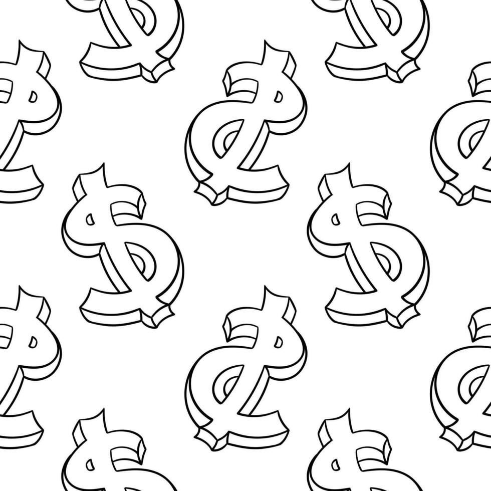 dollar symbol hand drawn seamless pattern2 vector