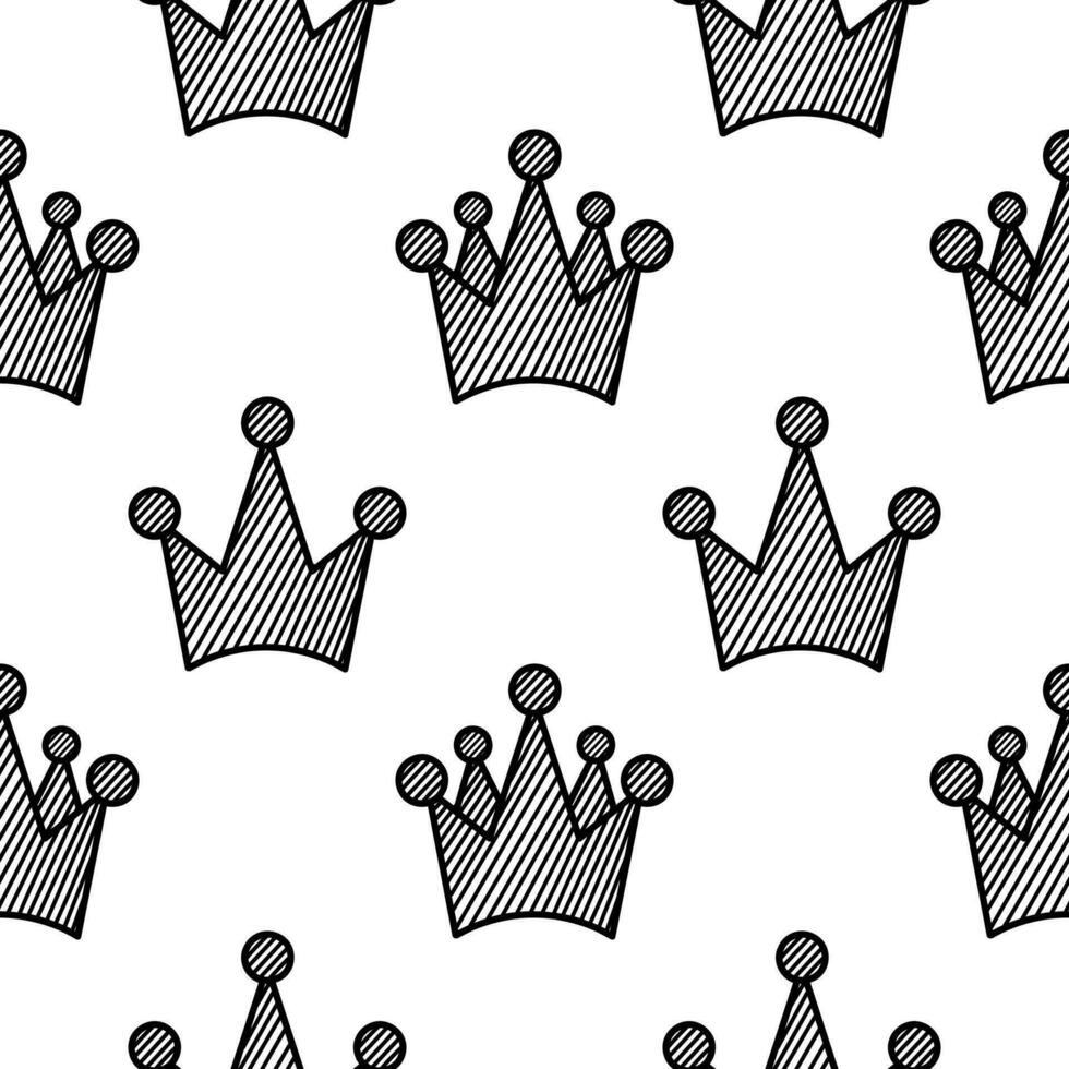 seamless pattern hand drawn crown symbol vector