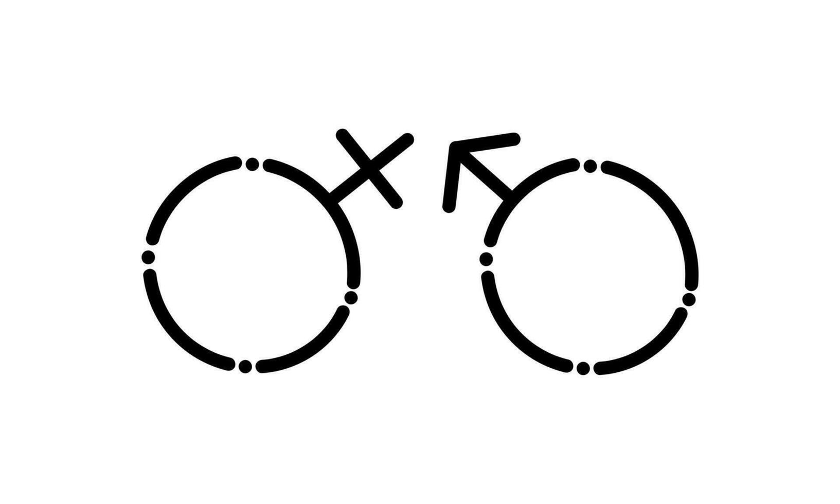 male and female gene symbols in dotted line style2 vector