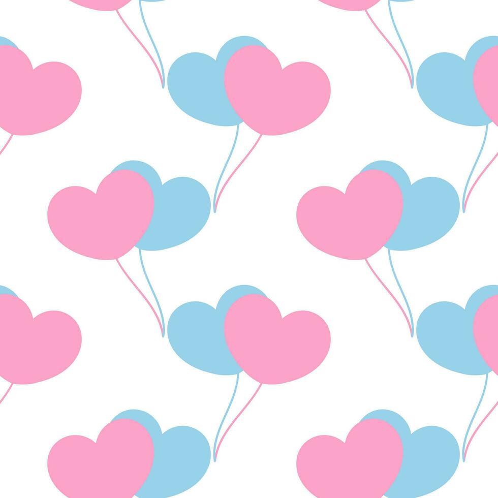 seamless pattern of light blue and pink heart shaped balloons2 vector