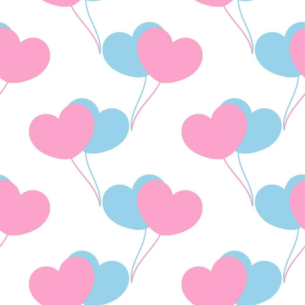 seamless pattern of light blue and pink heart shaped balloons2 vector