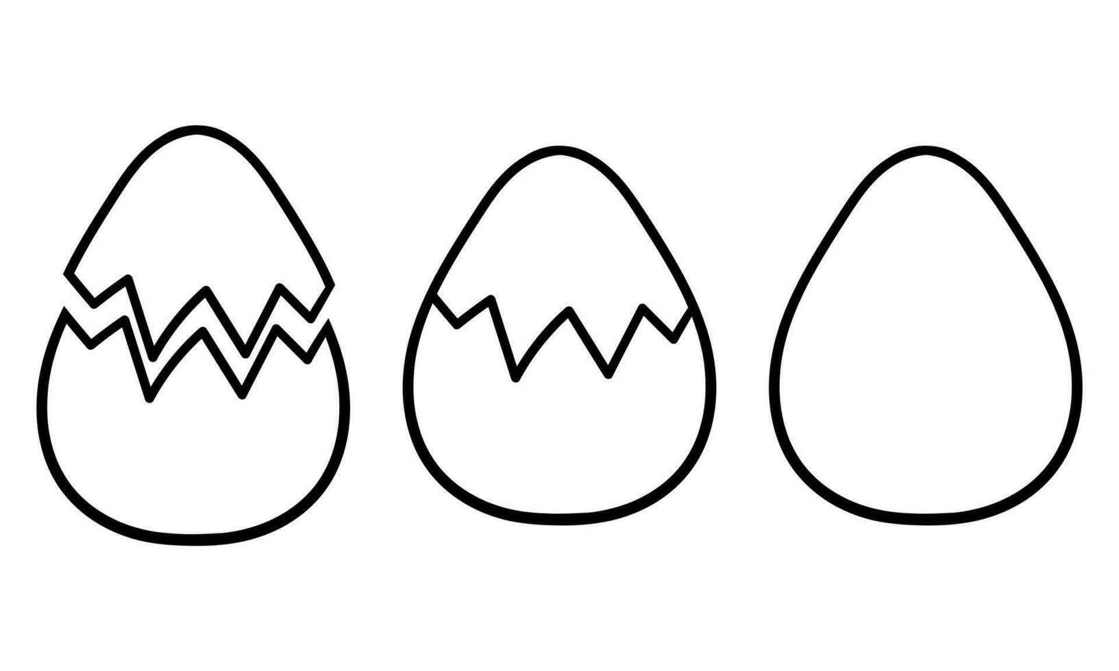 hand drawn whole, cracked and split egg vector