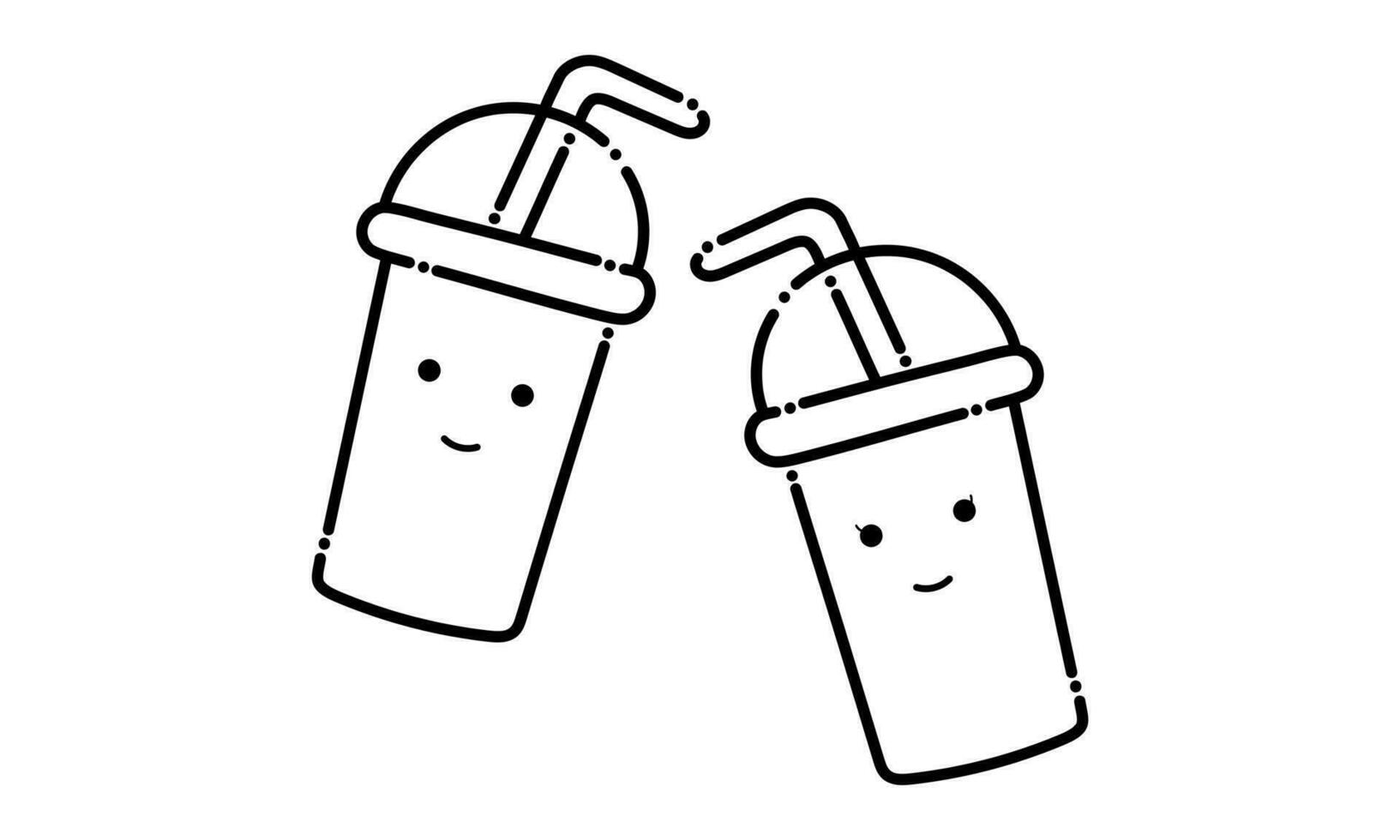 illustration of a boba drink in dotted line style2 vector