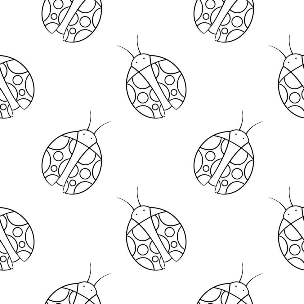 Seamless pattern hand drawn ladybug2 vector