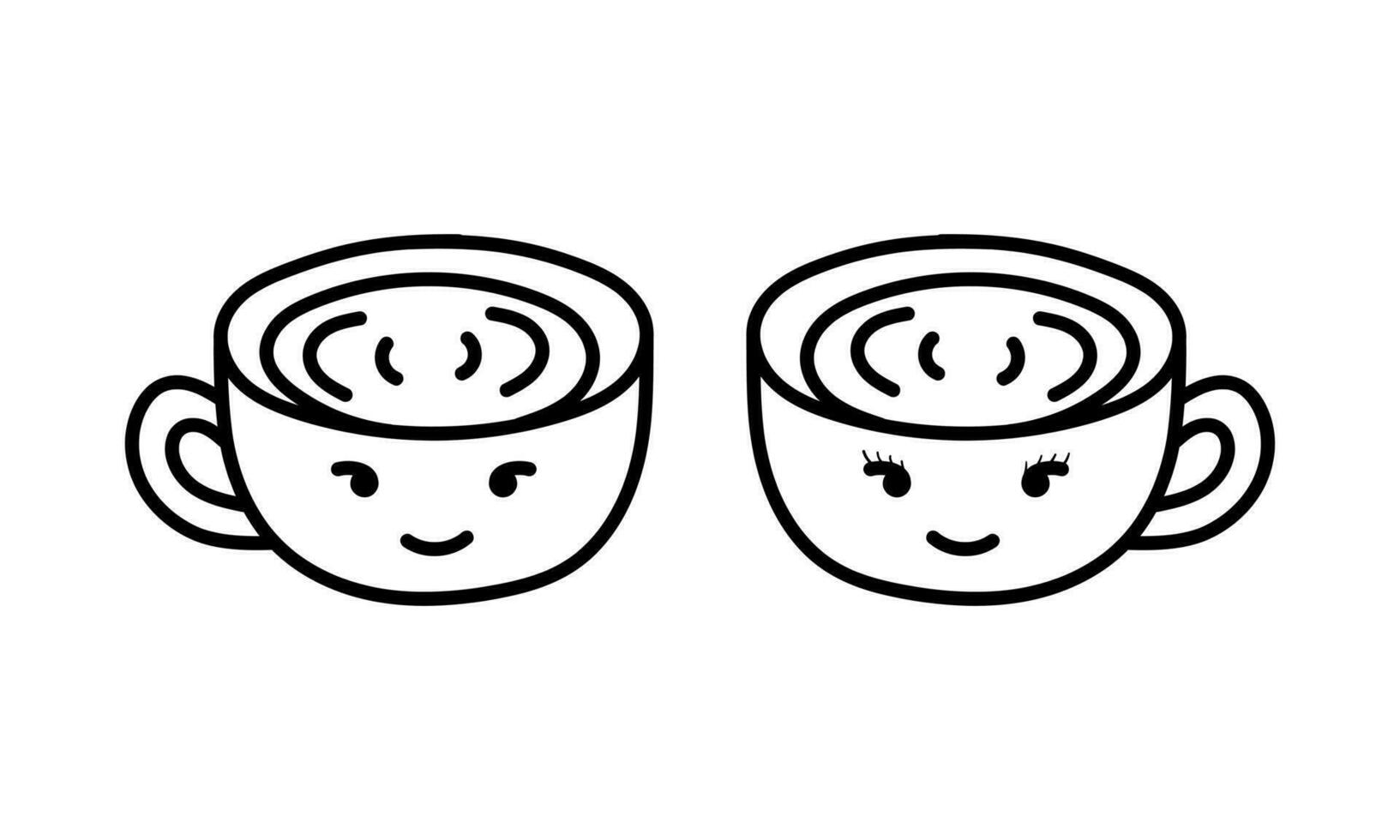 hand drawn cup of coffee with a cheerful face2 vector