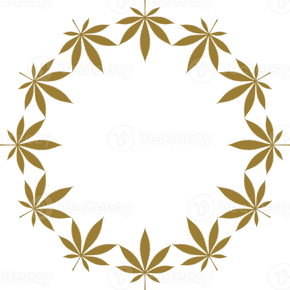Cannabis also known as Marijuana Plant Leaf Silhouette Circle Shape Composition, can use for Decoration, Ornate, Wallpaper, Cover, Art Illustration, Textile, Fabric, Fashion, or Graphic Design Element png