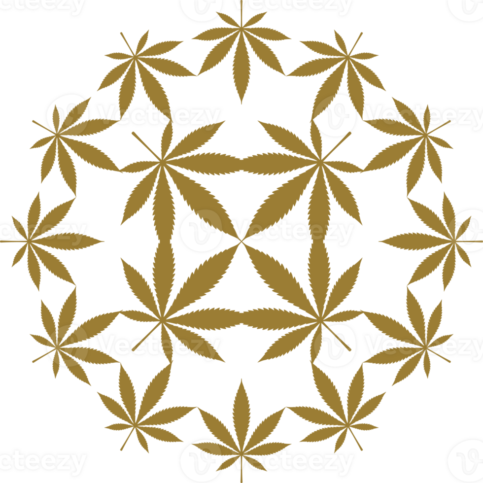 Cannabis also known as Marijuana Plant Leaf Silhouette Circle Shape Composition, can use for Decoration, Ornate, Wallpaper, Cover, Art Illustration, Textile, Fabric, Fashion, or Graphic Design Element png
