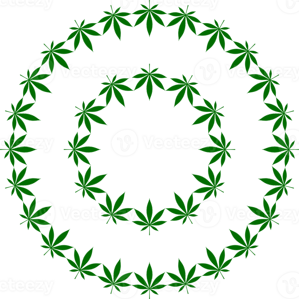 Cannabis also known as Marijuana Plant Leaf Silhouette Circle Shape Composition, can use for Decoration, Ornate, Wallpaper, Cover, Art Illustration, Textile, Fabric, Fashion, or Graphic Design Element png