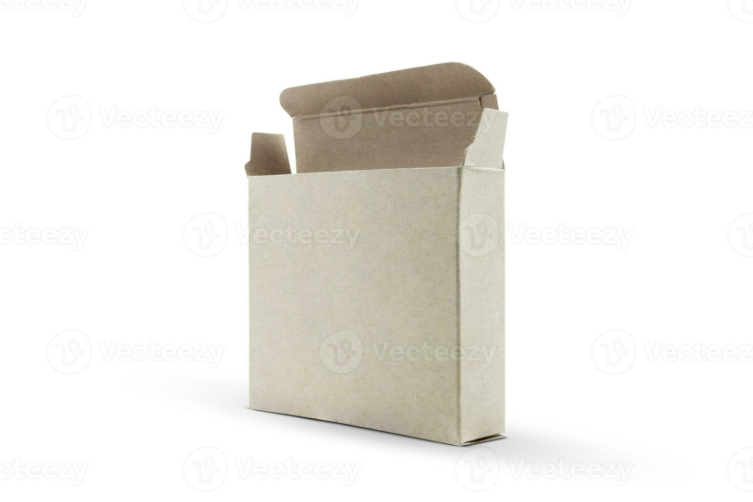 Blank cardboard narrow box isolated on white background photo