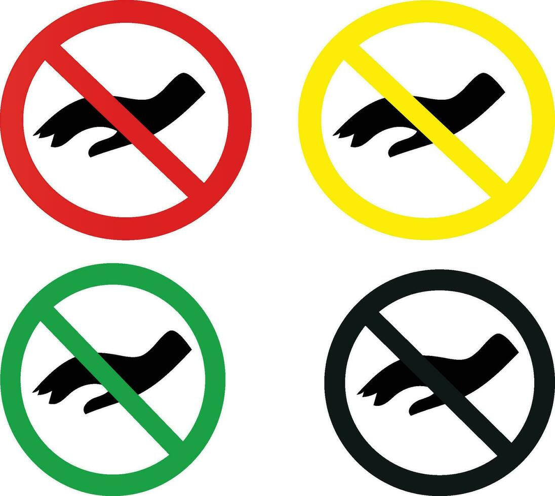 Do Not Touch Sign With Black Hand Silhouette And Red Forbidden Symbol Vector