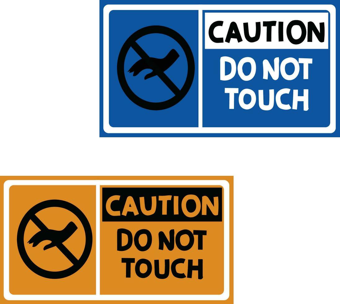 Do Not Touch Sign With Black Hand Silhouette And Red Forbidden Symbol Vector